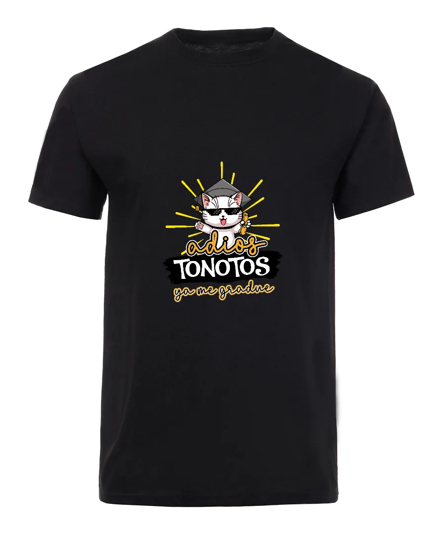 Playera con diseño Adiós Tonotos Gatito Graduado