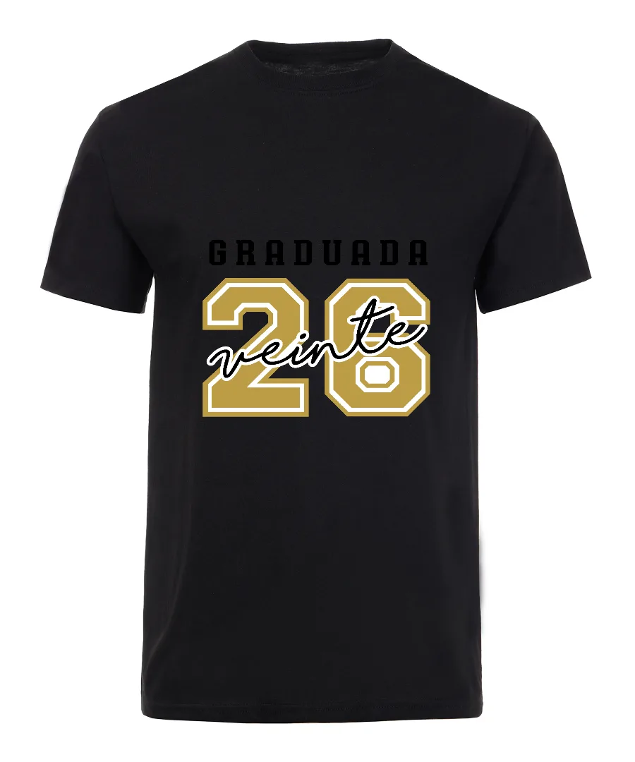 Playera con diseño Graduados 2026 Dorado y Negro