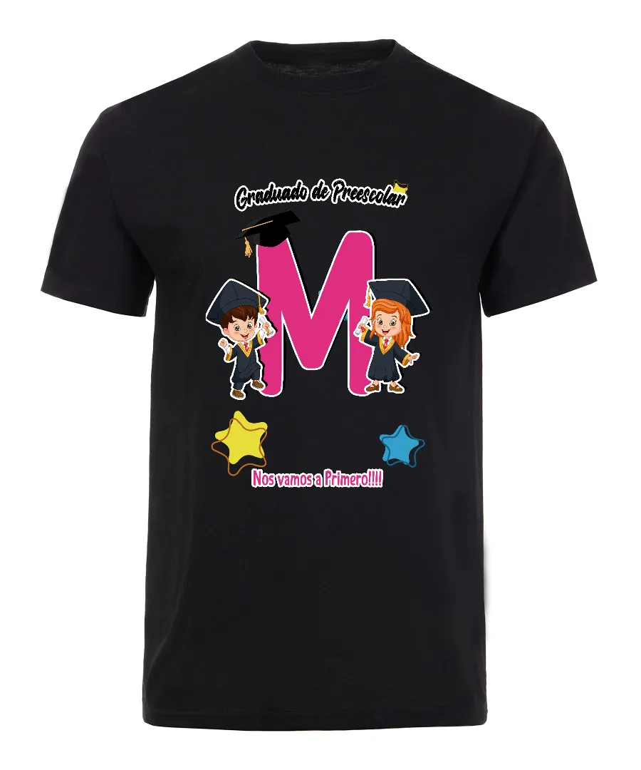 Playera con diseño Graduación de Preescolar con Letras y Toga