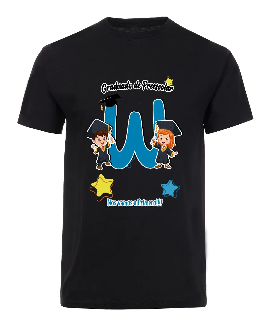 Playera con diseño Graduación de Preescolar con Letras ABC