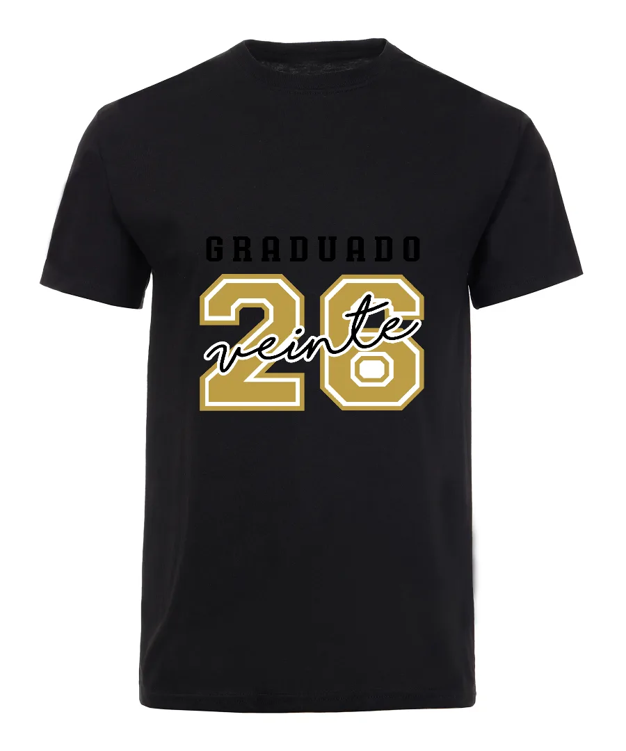 Playera con diseño Graduados 2026 Oro y Negro