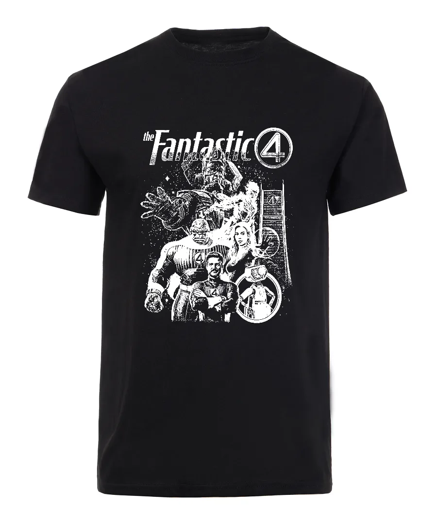 Playera con diseño Playera Fantástico 4 en Blanco y Negro
