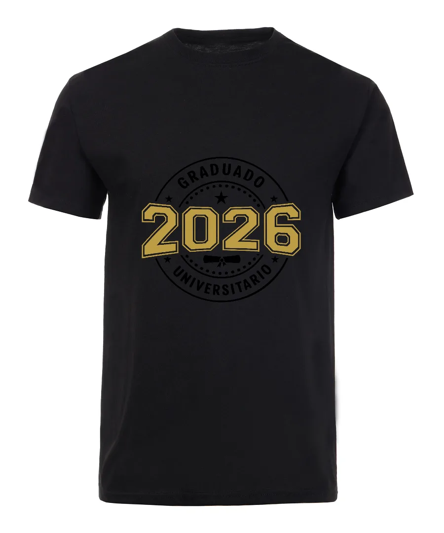 Playera con diseño Graduados 2026 Oro Negro