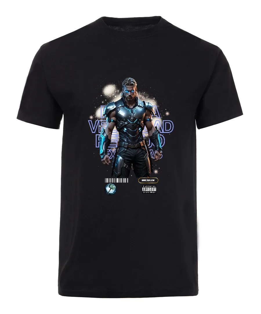 Playera con diseño Guerrero Cósmico de Rayo Azul