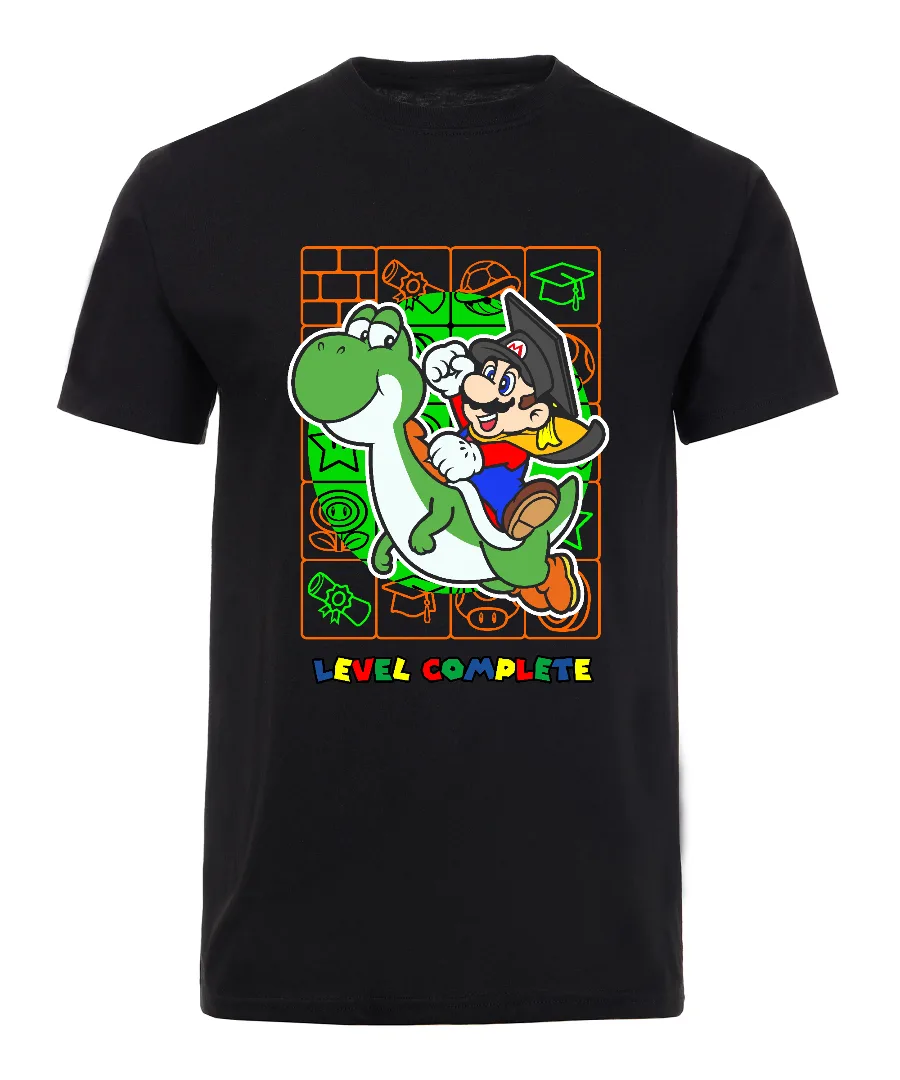 Playera con diseño Catálogo Mario y Yoshi Graduación