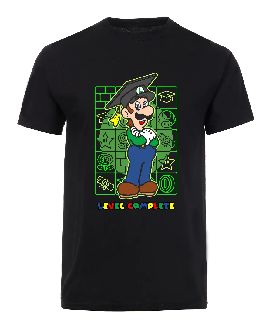 Playera con diseño Graduación estilo videojuego retro verde