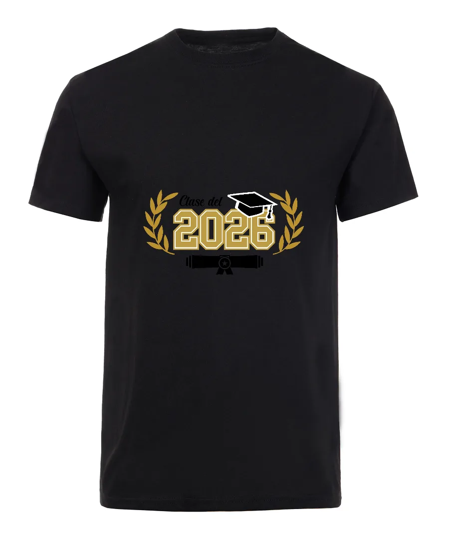 Playera con diseño Graduación 2026 Dorado con Birrete