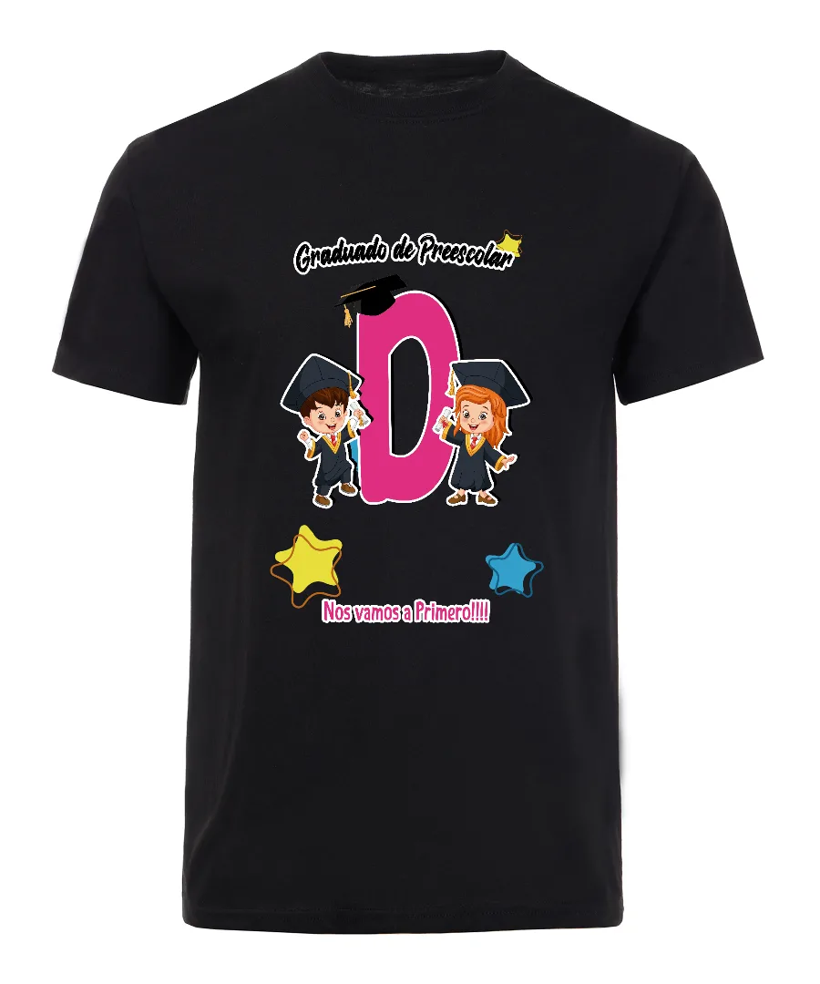 Playera con diseño Graduación de Preescolar con Letra D