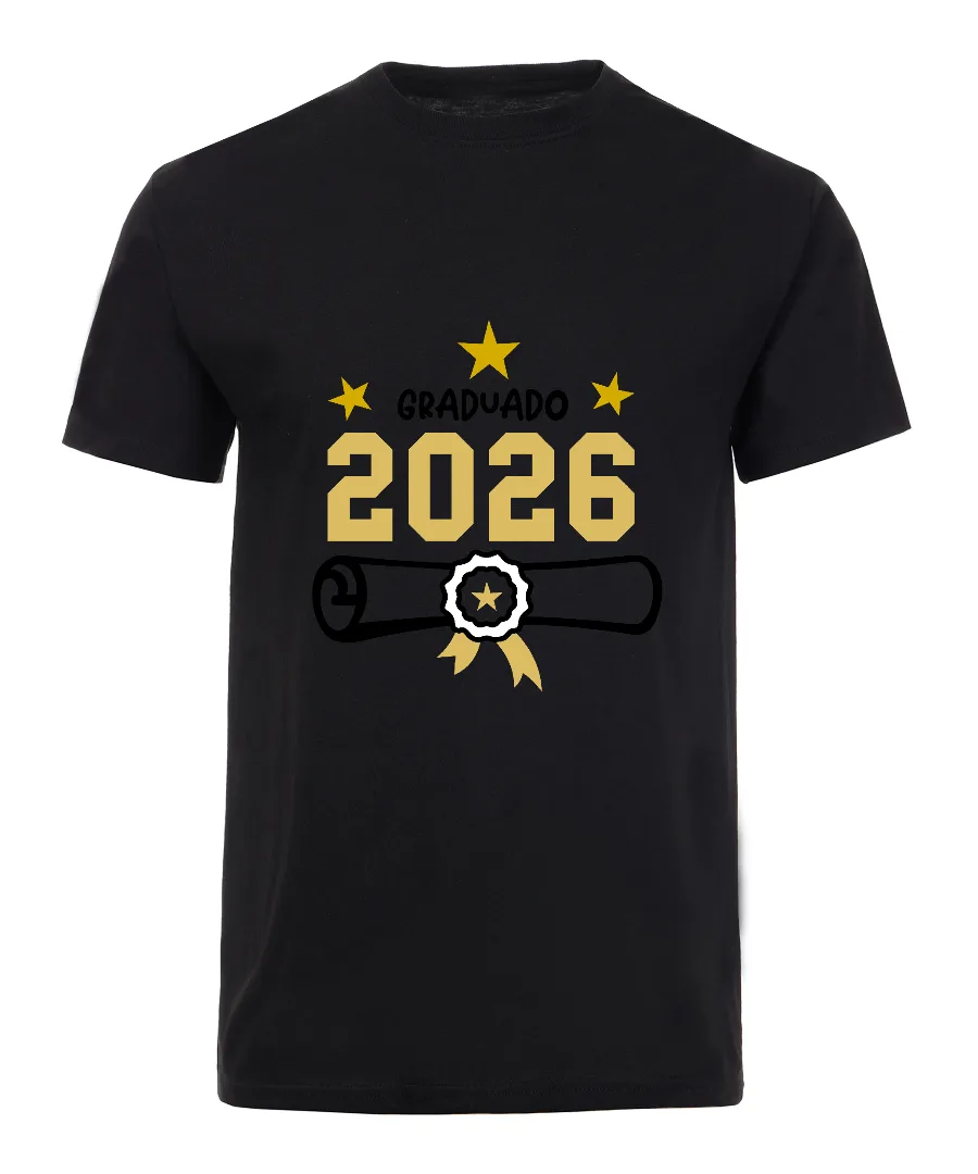 Playera con diseño Graduación 2026 con Estrellas Doradas